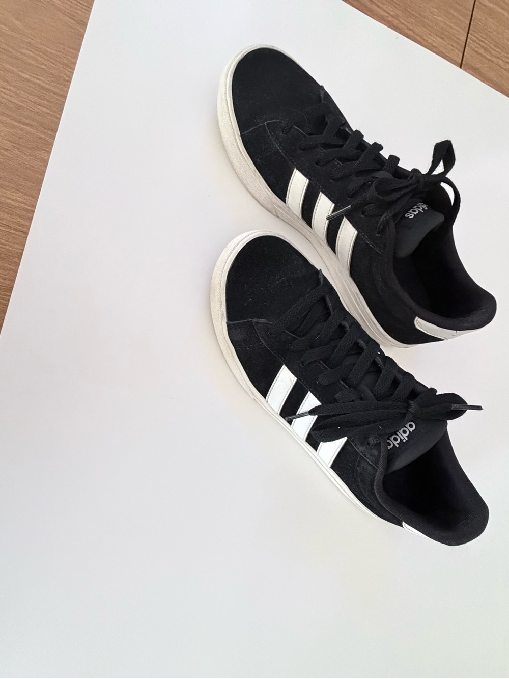 adidas Men's Black Suede Sneakers with White Stripes